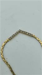 Synthetic Cubic Zirconia Stone Necklace Yellow Gold Electroplate 7.06g